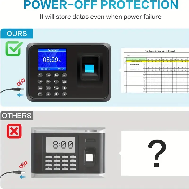 Thumbnail: Biometric Time Clock with Fingerprint Recognition, Fixed Shifts