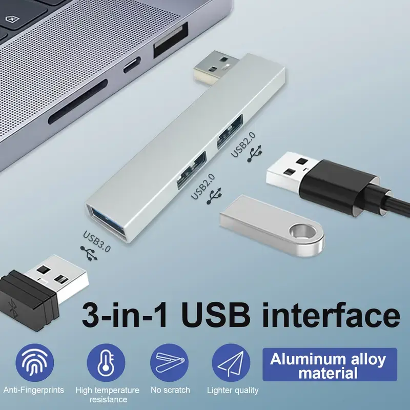 Thumbnail: MAGIC BLOCK Compact USB Hub with Side Plug - Fast Charging USB-Powered Expansion