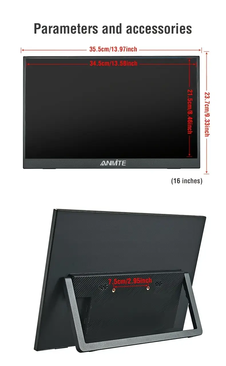 Thumbnail: Atotech 16 Inch Portable Monitor 1200P HDR 16:10 Low Blue Light for Xbox