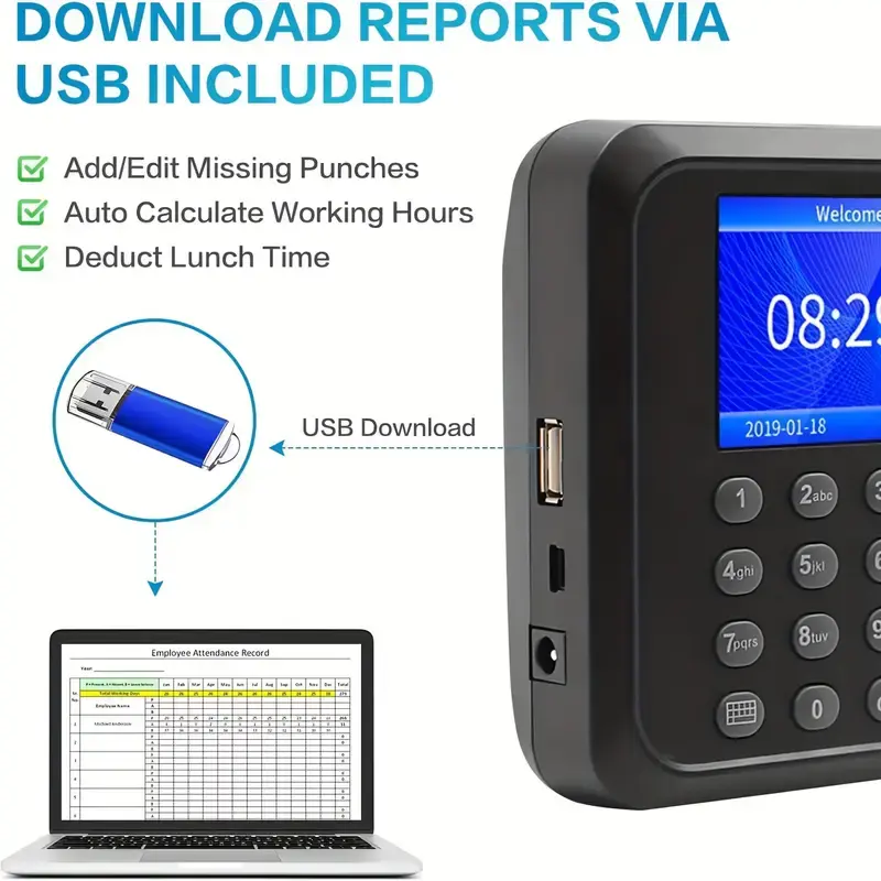 Thumbnail: Biometric Time Clock with Fingerprint Recognition, Fixed Shifts