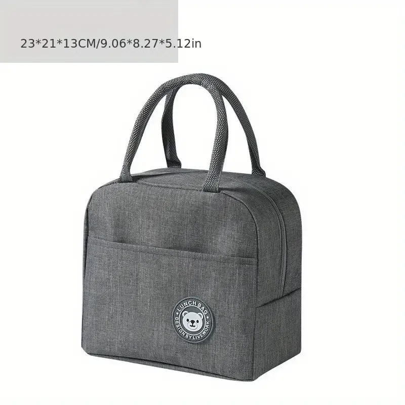 Thumbnail: Insulated Lunch Bag with Bear Pattern, Non-Woven Thermal Bento Tote, 
