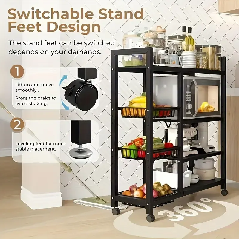 Thumbnail: Kitchen Floor-standing Multi-layer Storage Rack, Movable Storage Rack