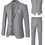 Thumbnail: Gray Men'S Premium Three-Piece Suit Set, Plus Size Suits with Pants and Vest