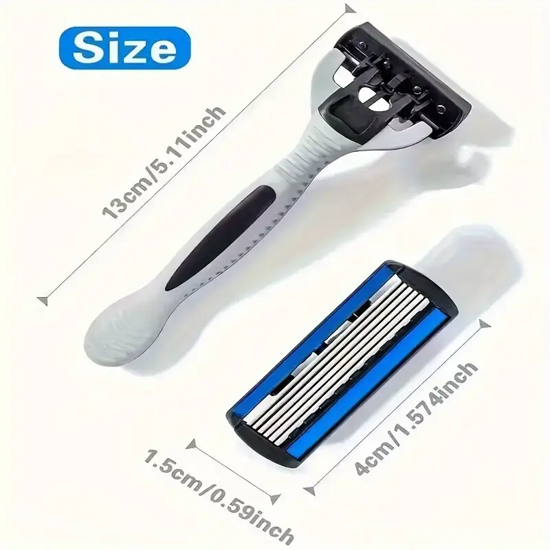 Thumbnail: Men's Manual Shaver Set, 2 Handle with 12 Replacement Blades, Safety Razor 6-Lay