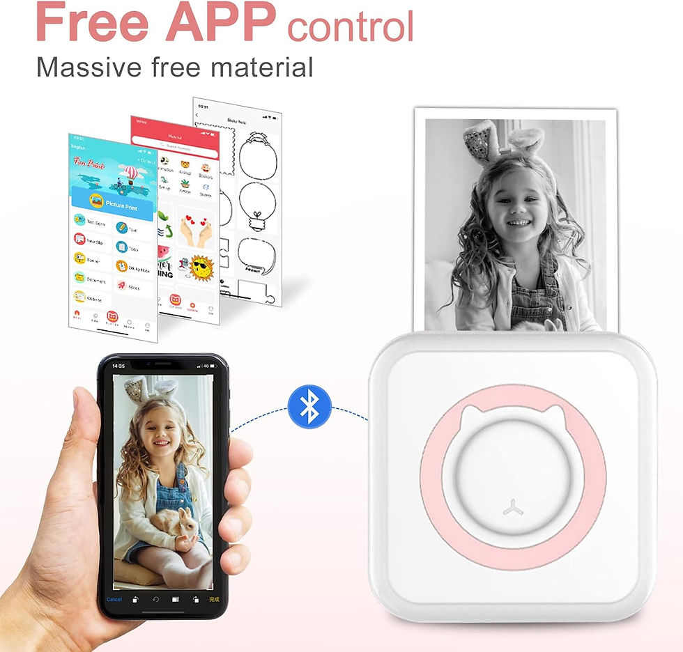 Thumbnail: Mini Portable Printer, USB Rechargeable Mini Bluetooth Printer