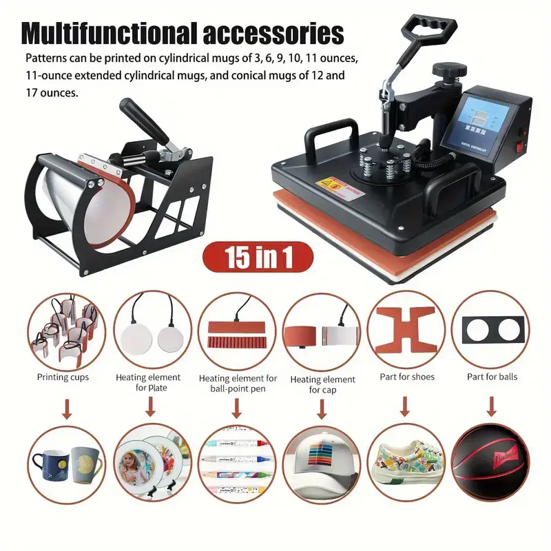 Thumbnail: 15-in-1 Heat Press Machine, Heat Sublimation Machine/heat Transfer Machine