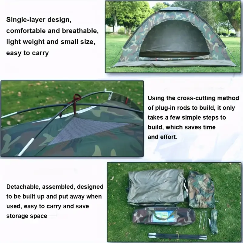 Thumbnail: 2-Person Camouflage Tent - Heavy-Duty All-Weather Windproof UV-Resistant Camping