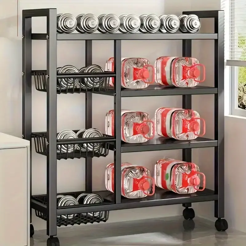 Thumbnail: Kitchen Floor-standing Multi-layer Storage Rack, Movable Storage Rack