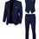 Thumbnail: NavyBlue Men'S Premium Three-Piece Suit Set, Plus Size Suits with Pants and Vest