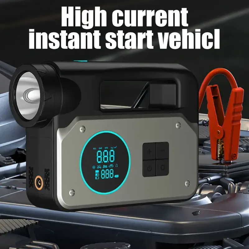 Thumbnail: Heavy-Duty Car Jump Starter - 9-in-1 Multifunctional Charger, Cordless Handheld