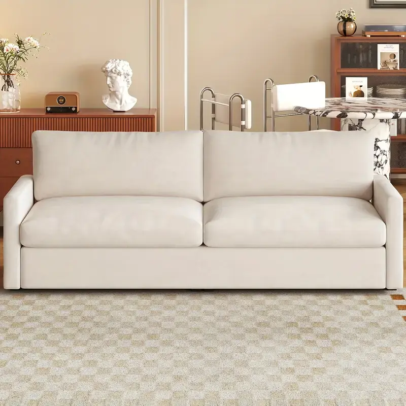 Thumbnail: Guyii 189.99cm Extra Wide Beige Velvet 2-Seater Sofa - Modern Sectional Loveseat