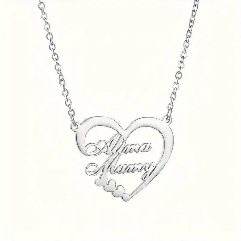 Thumbnail: Personalized Heart Necklace - Custom Wedding/Anniversary/Jewelry Gift