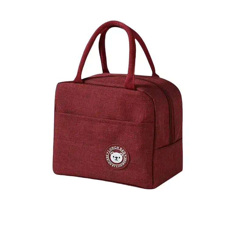 Thumbnail: Insulated Lunch Bag with Bear Pattern, Non-Woven Thermal Bento Tote, 