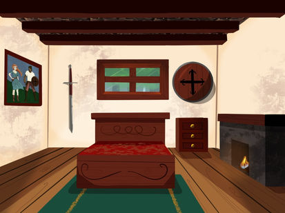 Interior of a medieval style room.
