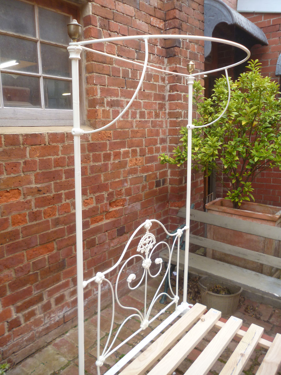 Thumbnail: Victorian fancy cast half tester single bed