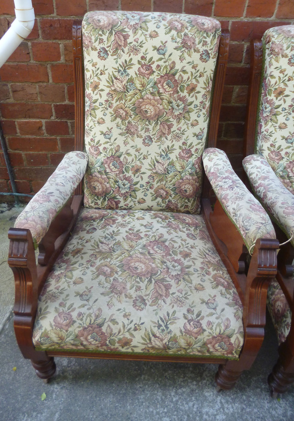 Thumbnail: Pair of Edwardian blackwood arm chairs