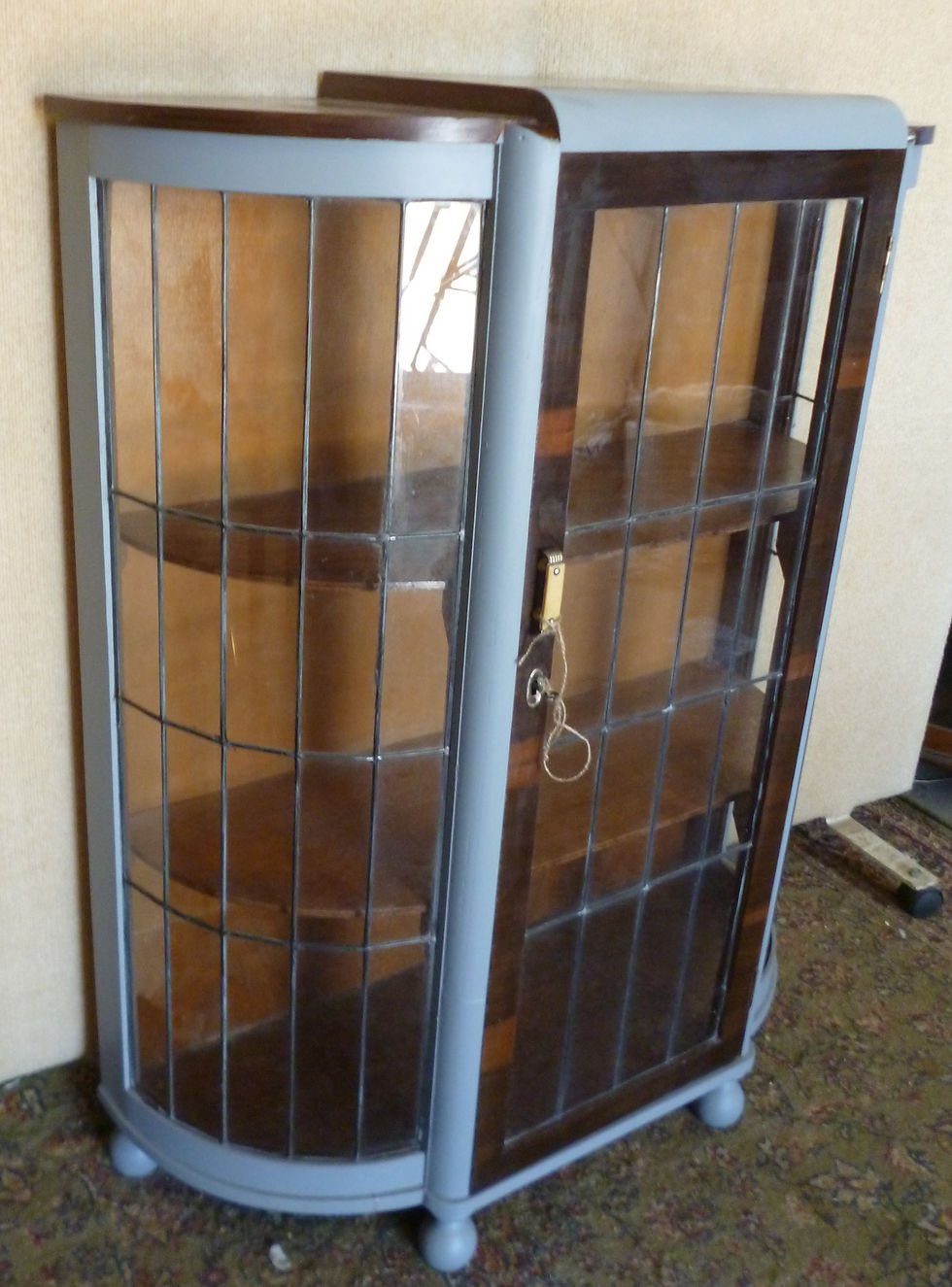Thumbnail: 1950's walnut crystal cabinet