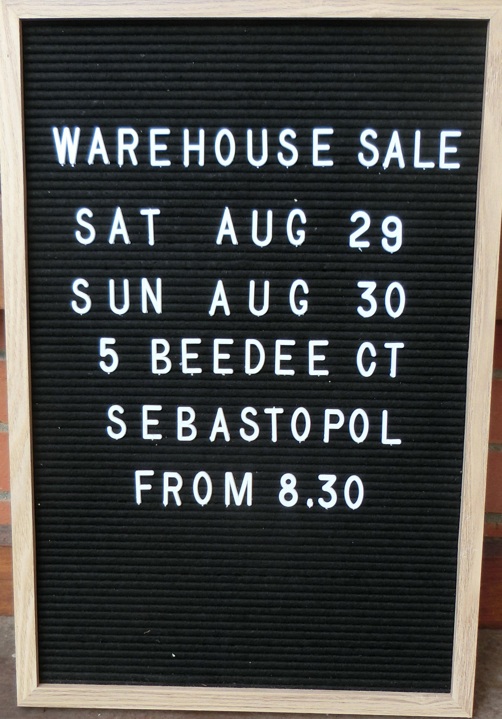 Warehouse sale