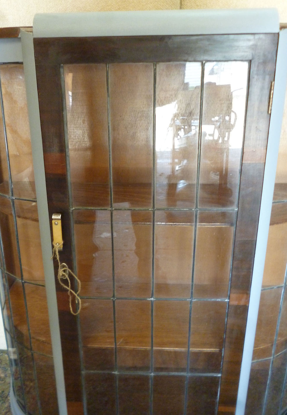 Thumbnail: 1950's walnut crystal cabinet