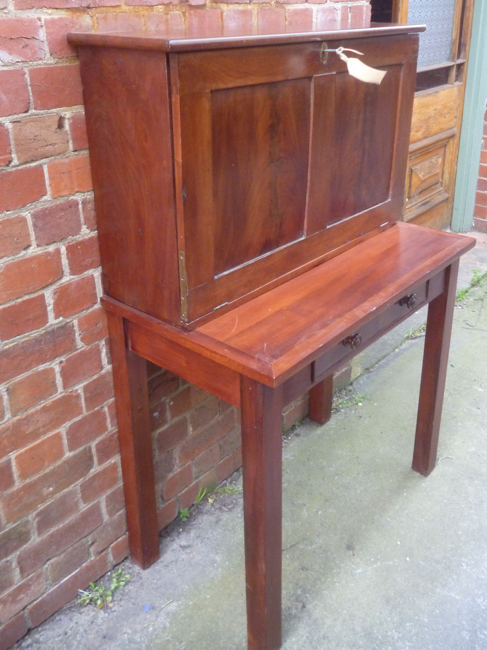 Thumbnail: Small Victorian mahogany secretaire desk