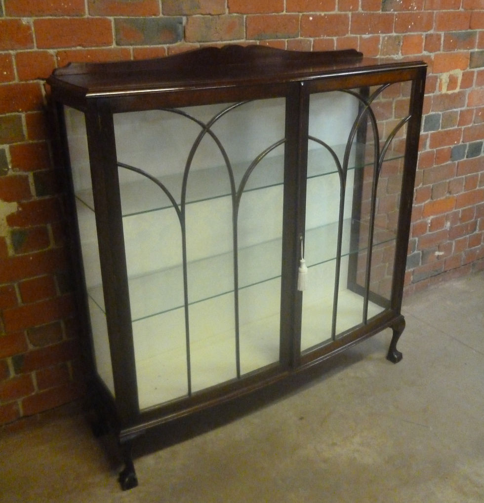 Thumbnail: Antique mahogany English crystal cabinet
