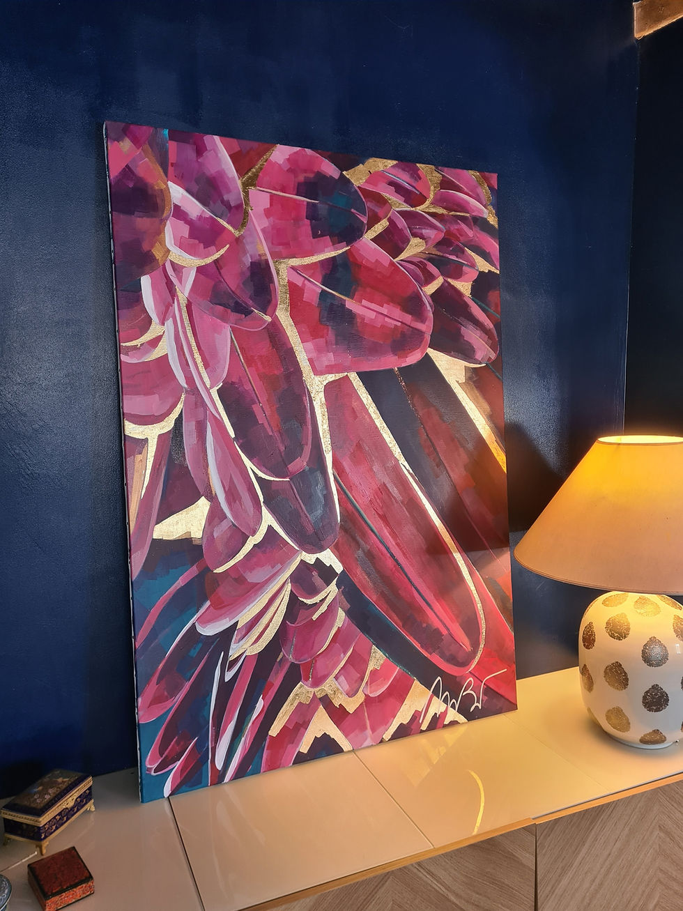 Miniature : 88 - Ombres dorées - Plumes magenta