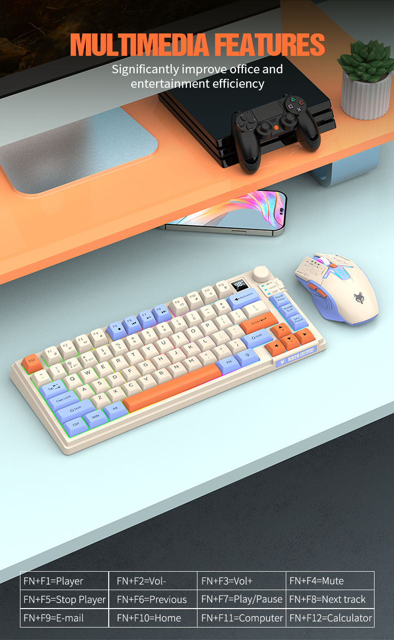 Thumbnail: XUNFOX K920Wireless dual-mode Bluetooth keyboard and mouse set game office lapto