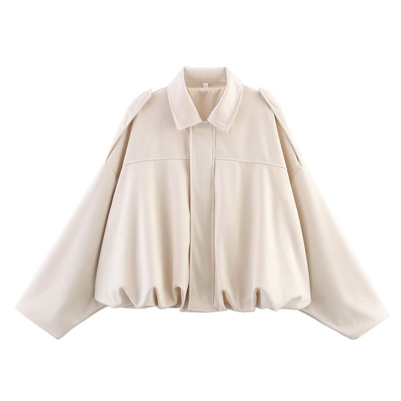 Thumbnail: Women's Bomber Jackets Coats Fashion Turn-down Collar Long Sleeve Loose Coats Vi