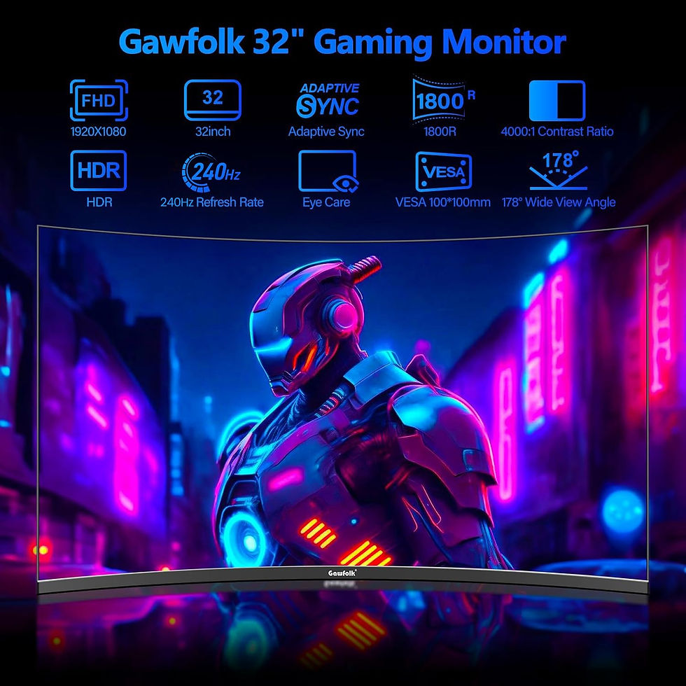 Thumbnail: Gawfolk 32 Inch Ultrawide Curved Gaming Monitor, 1800R Curvature 240hz UWQHD, Cu