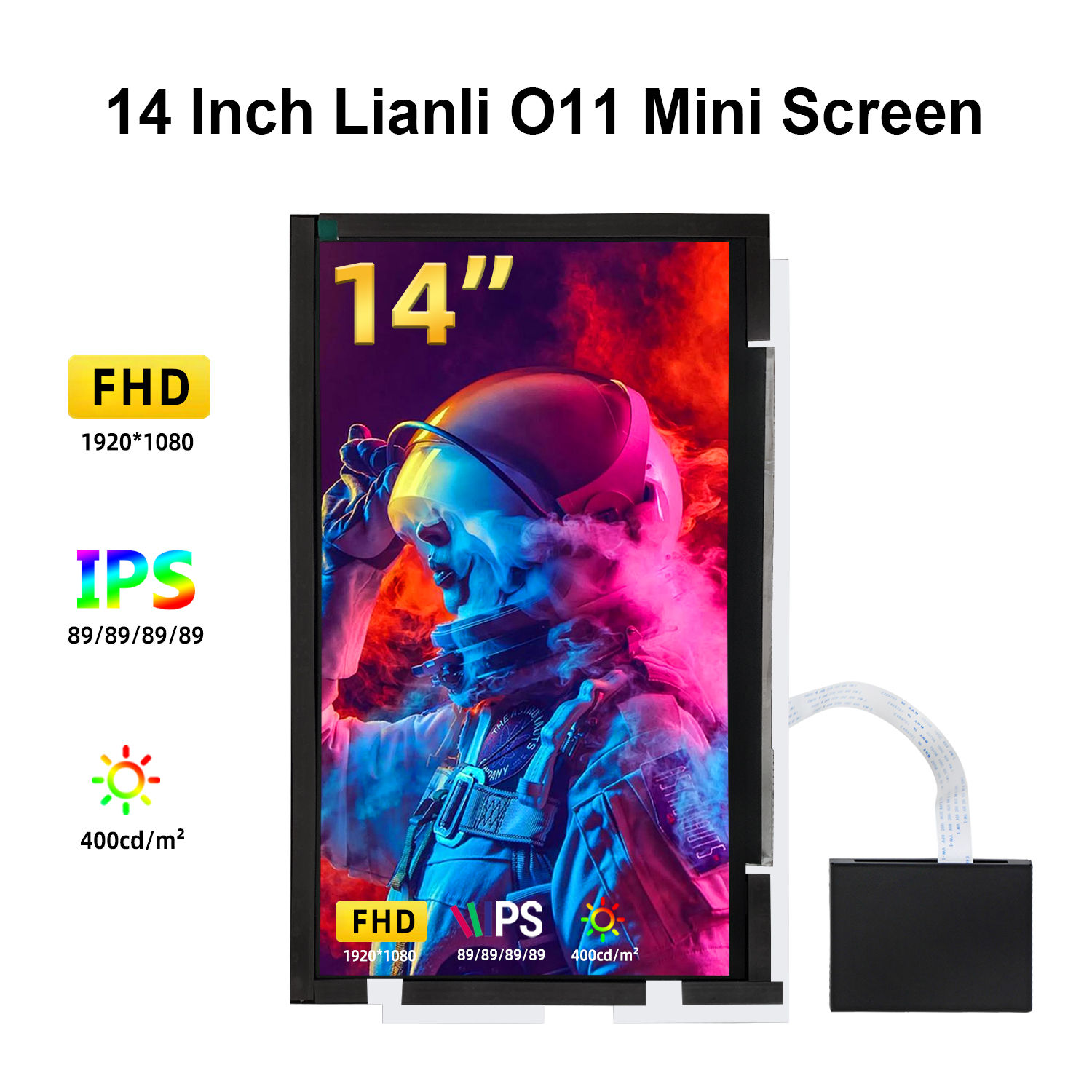 Wisecoco 2K 1920*1080 HD IPS LCD Gaming CPU GPU Secondary Display 14 inch Portab