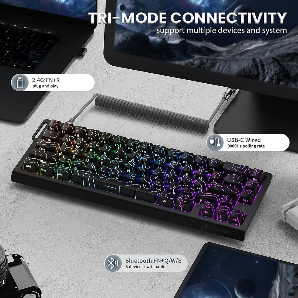 Thumbnail: ATTACK SHARK X68PRO HE 60% Wireless Rapid Trigger Gaming Keyboard,Adjustable Act
