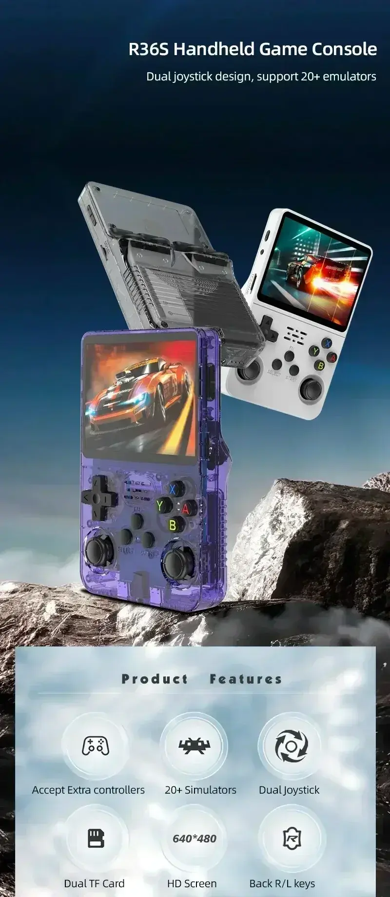 Thumbnail: Retro Handheld Game Console R36S 3 5 Inch IPS Screen 64GB 128GB 256GB Portable G