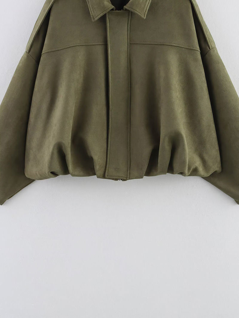 Thumbnail: Women's Bomber Jackets Coats Fashion Turn-down Collar Long Sleeve Loose Coats Vi
