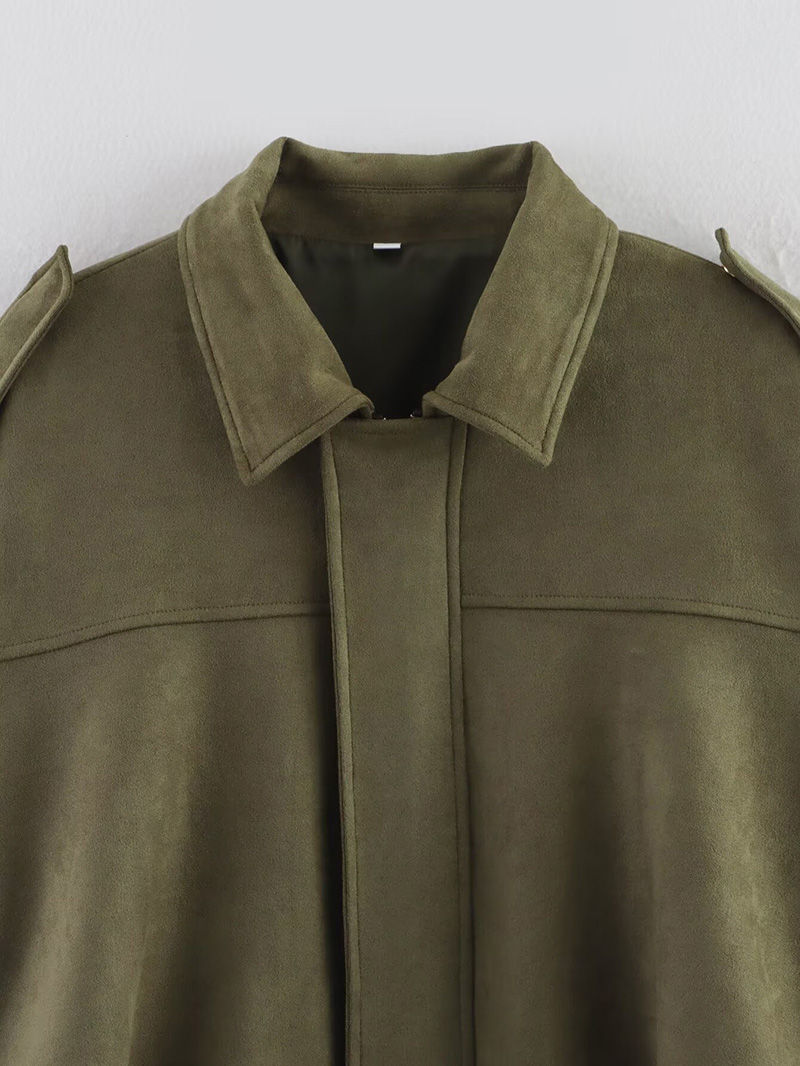 Thumbnail: Women's Bomber Jackets Coats Fashion Turn-down Collar Long Sleeve Loose Coats Vi