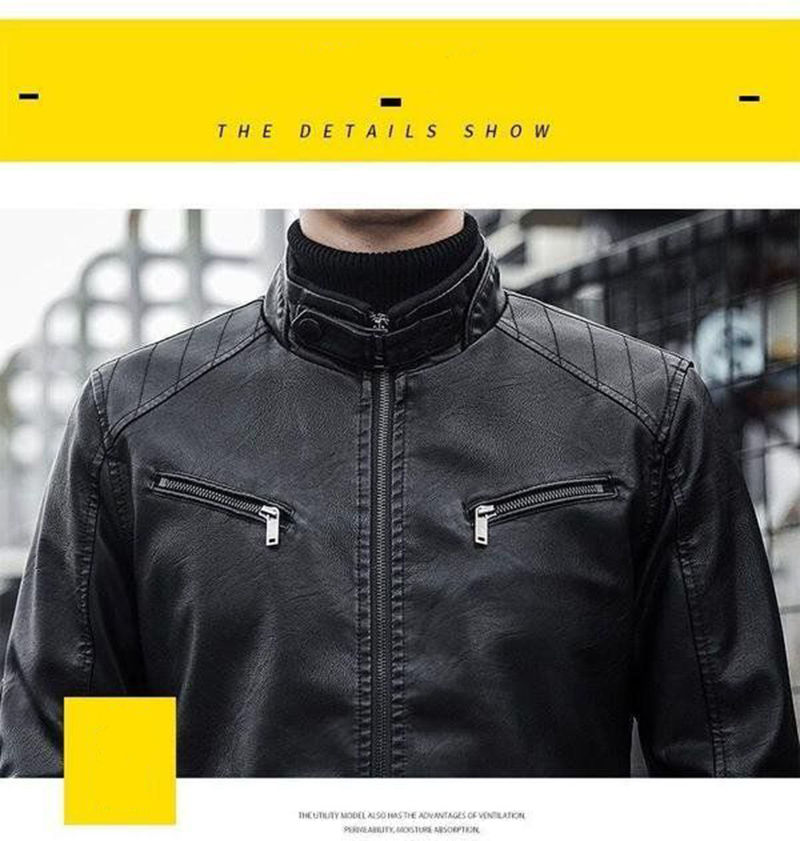Thumbnail: Men Leather Suit Jacket Men Slim Fit Short Coat Men Fashion Leather jacket Stree