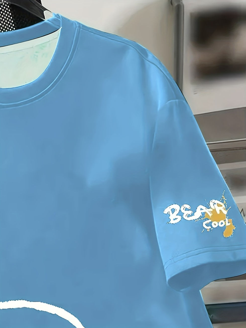 Thumbnail: Summer men's round neck breathable T-shirt with cartoon bear print pattern suita