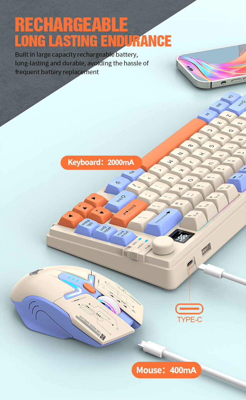 Thumbnail: XUNFOX K920Wireless dual-mode Bluetooth keyboard and mouse set game office lapto