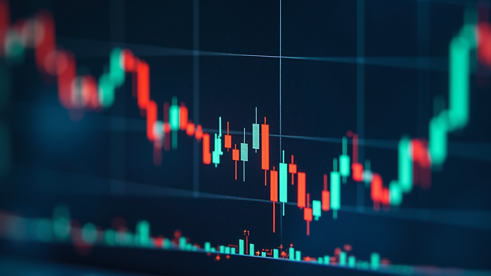 Eye-level view of a stock market chart displaying trends