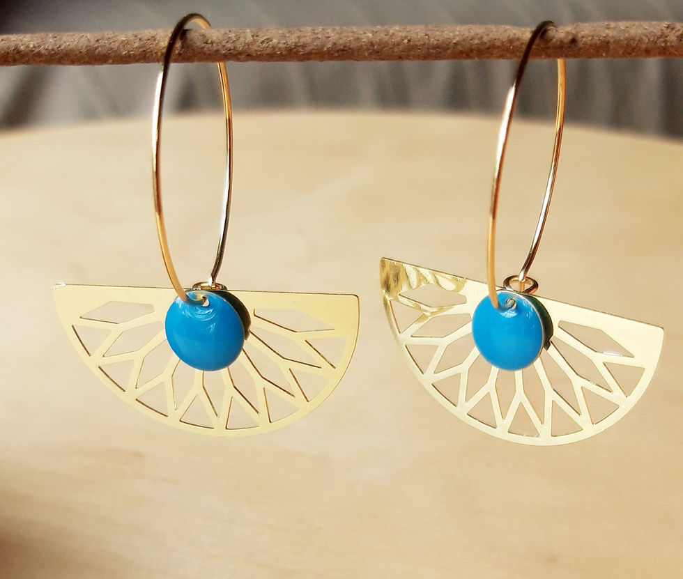 Boucles d'oreilles créoles bleu