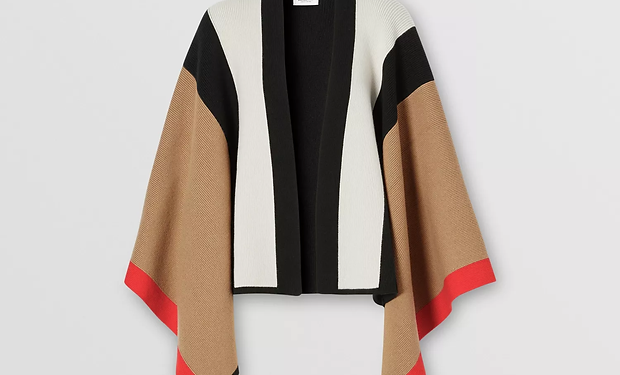 Cape aus Wolle und Streifen mit Cashmere