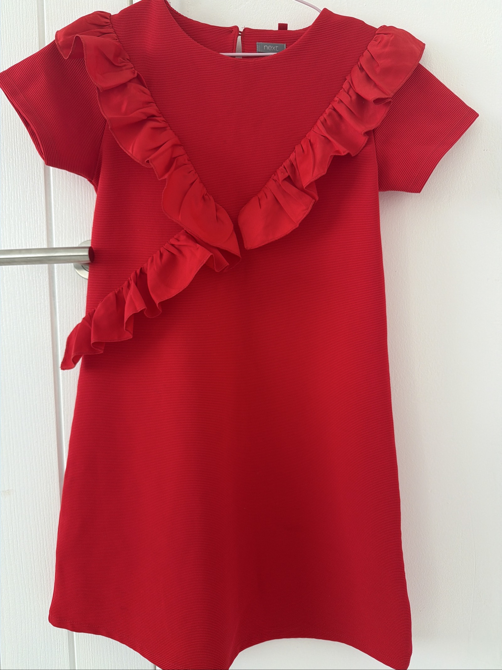 Next Red Ruffle Short Sleeve Dress