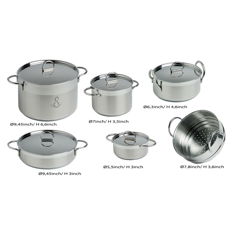 Marine Business Kitchen Cookware Pan Set Self-Containing - Stainless Steel - Set