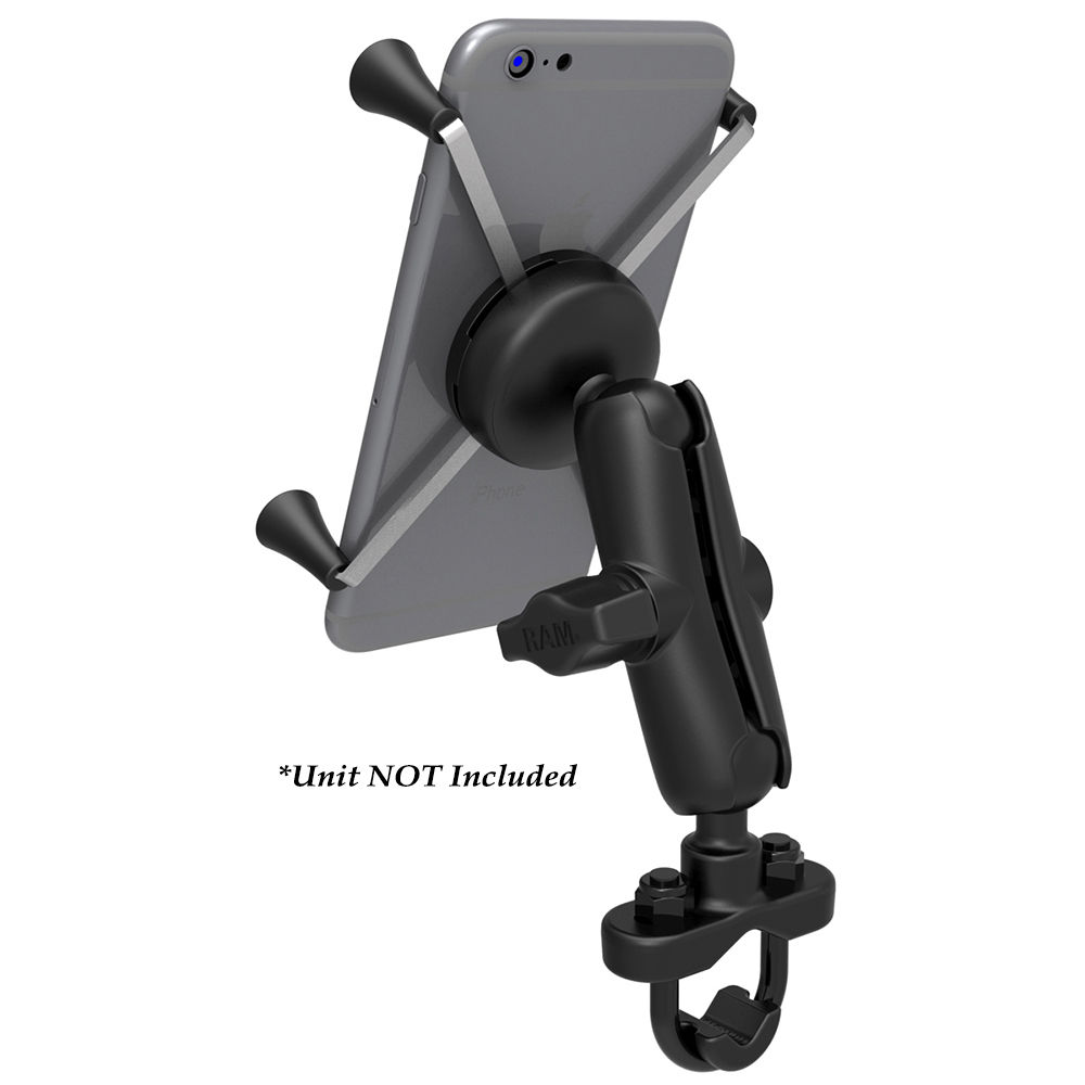 RAM Mount Handlebar Rail Mount w/Zinc Coated U-Bolt Base & Universal X-Grip® Lar