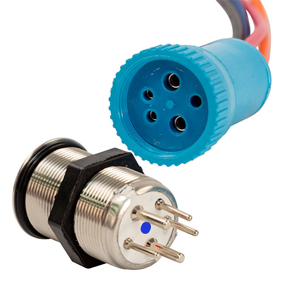 Bluewater 22mm Push Button Switch - Off/On/On Contact - Blue/Green/Red LED - 1'