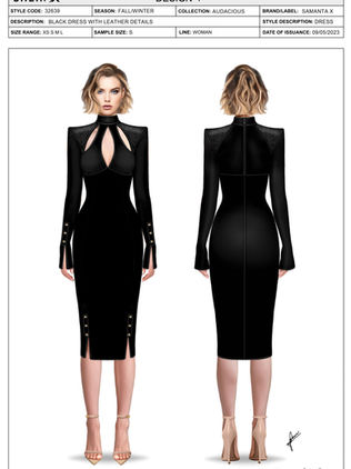 Realistic sketch black leather dress - Samanta X