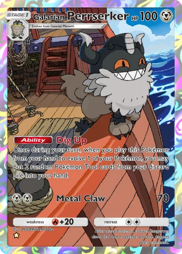Full Art Galarian Perrserker Pokemon TCG Pocket Fantastical Parade