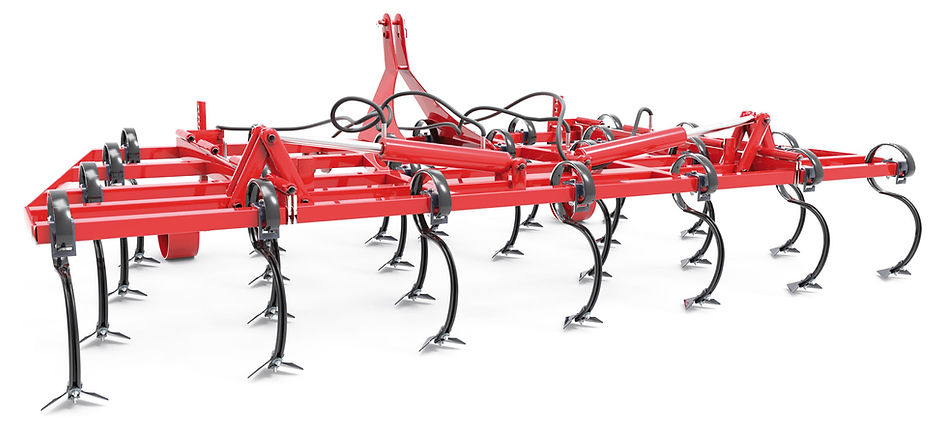 Vibro cultivador con brazo tipo vibro-flexible de 45x12 mm (con refuerzo interior) en cuatro hileras