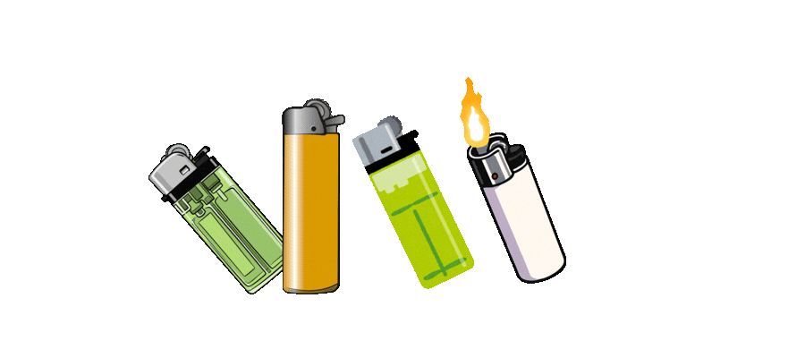 Varios encendedores de distintos colores