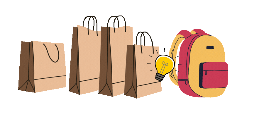 Bolsas de papel y mochila