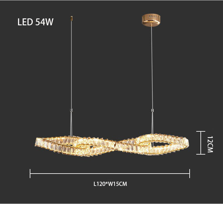 الصورة المصغرة: Modern Wave Crystal LED Chandelier - Luxury Floating Design Size